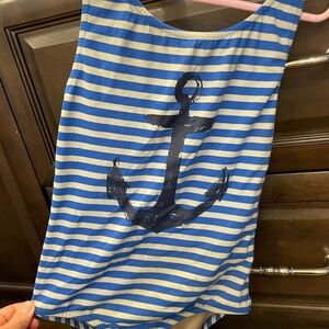 Crewcuts Nautical Blue & White Strisize 12 anchor horizontal stripe bathing suit